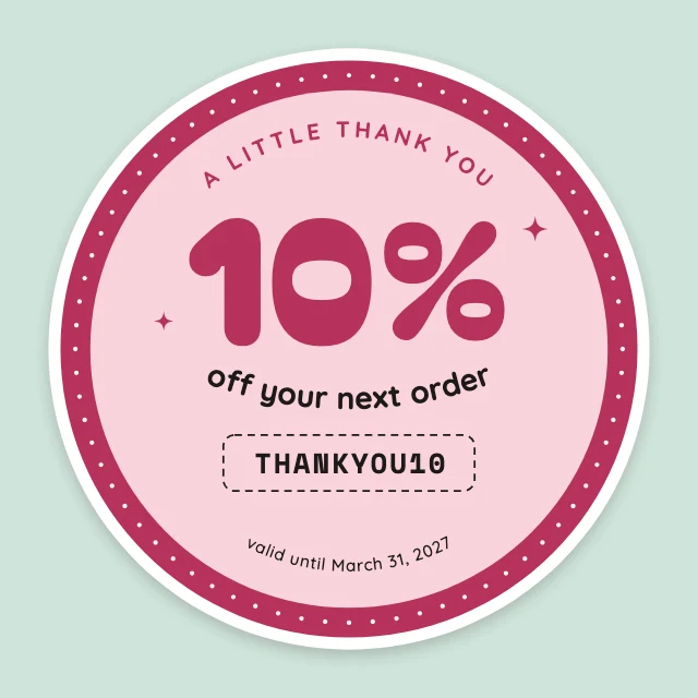 Discount code sticker template