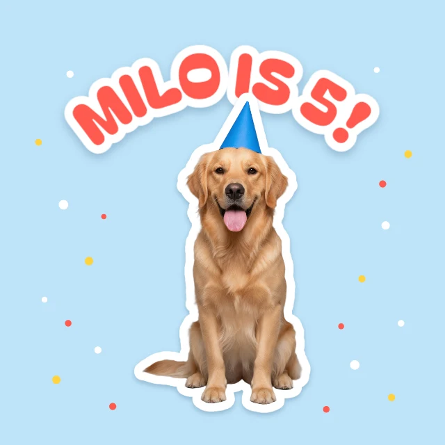 Dog birthday sticker template