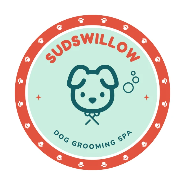 Dog grooming badge logo template