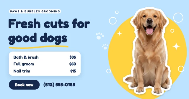 Dog grooming ad for Facebook template