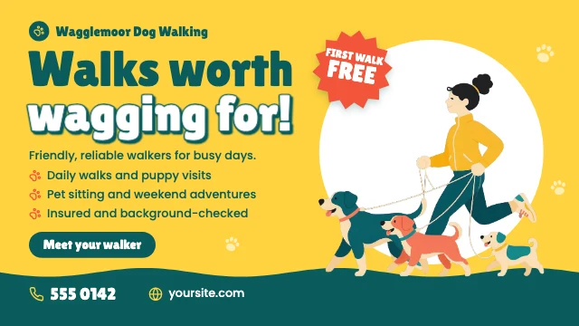 Dog walking services X ad template