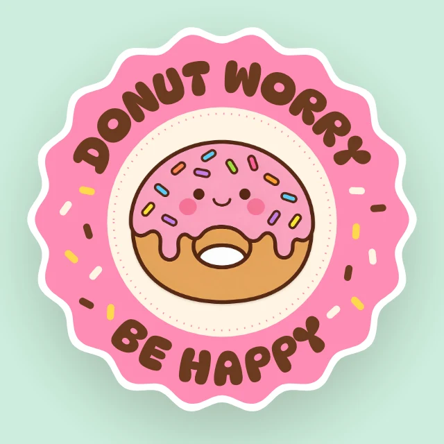 Donut worry sticker template