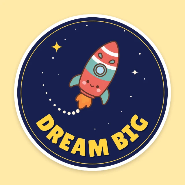 Dream big rocket sticker template
