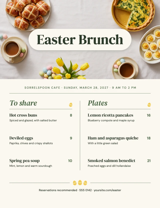 Easter brunch menu template