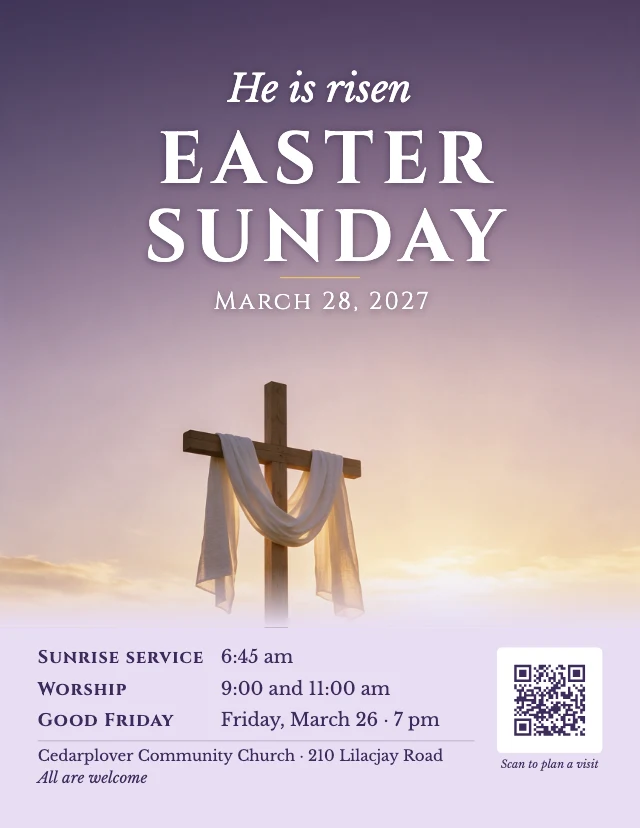 Easter church service flyer template