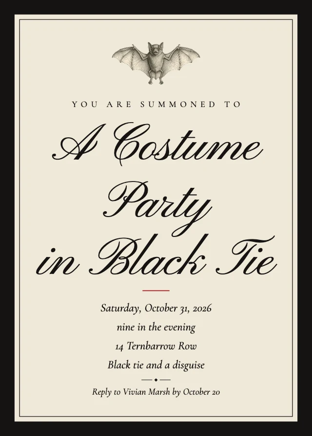 Elegant costume party invitation template