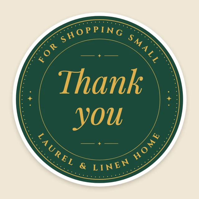 Elegant green thank-you sticker template
