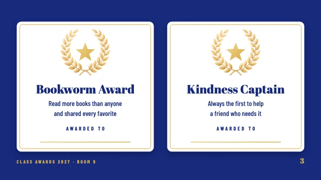 End of year class awards slides template, page 3 of 8
