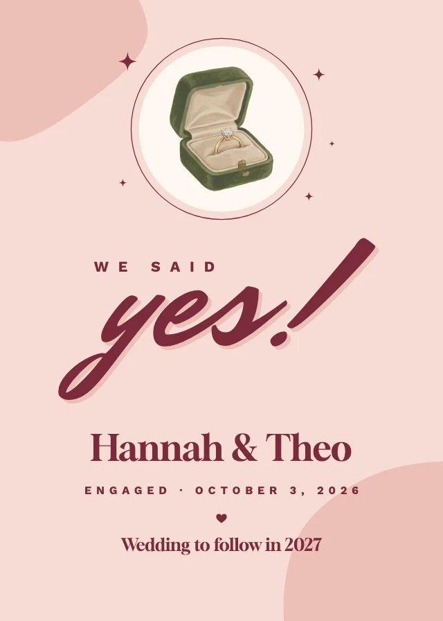 Engagement announcement card template