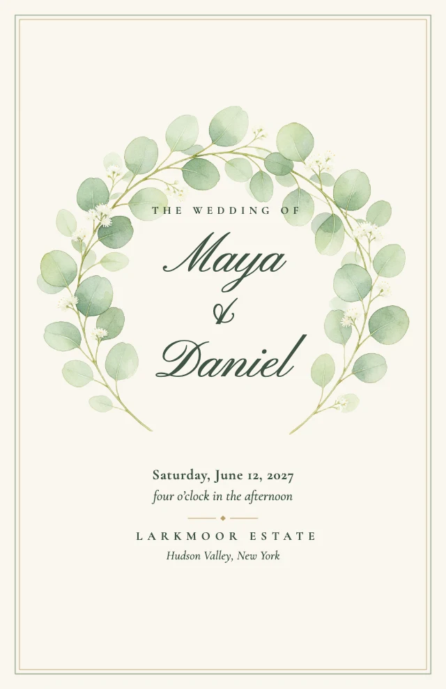 Wedding ceremony program template