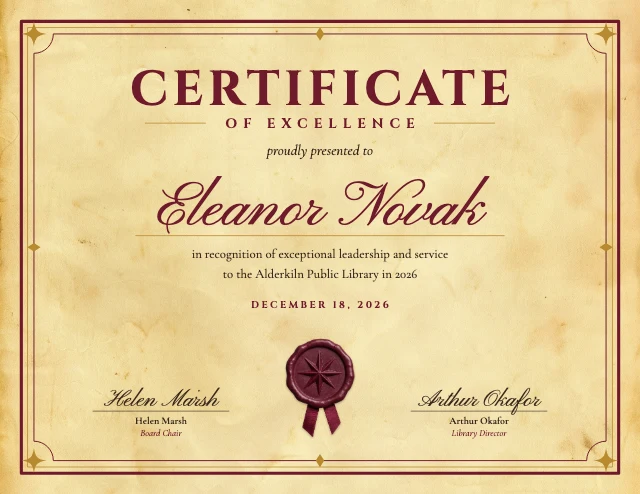 Certificate of excellence template