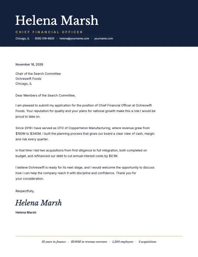 Executive cover letter template