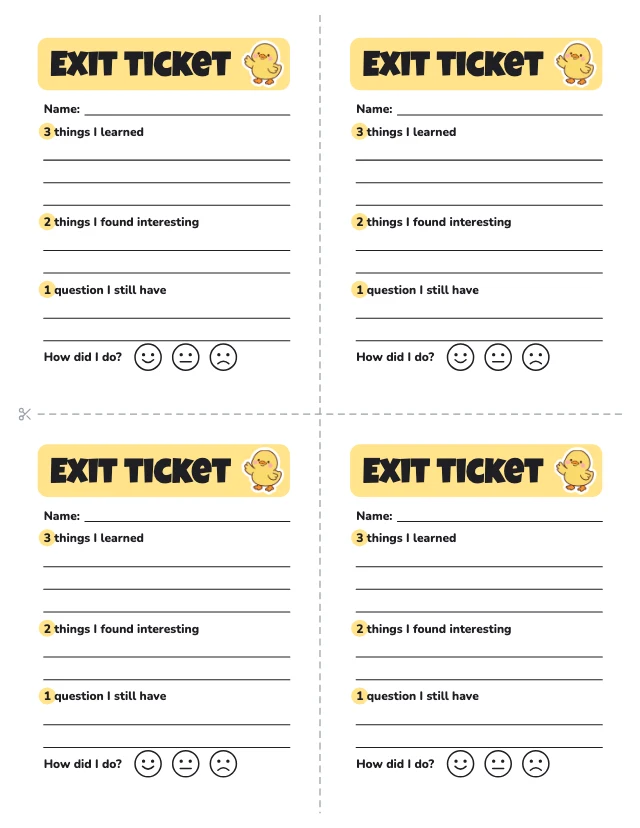 Exit ticket template template