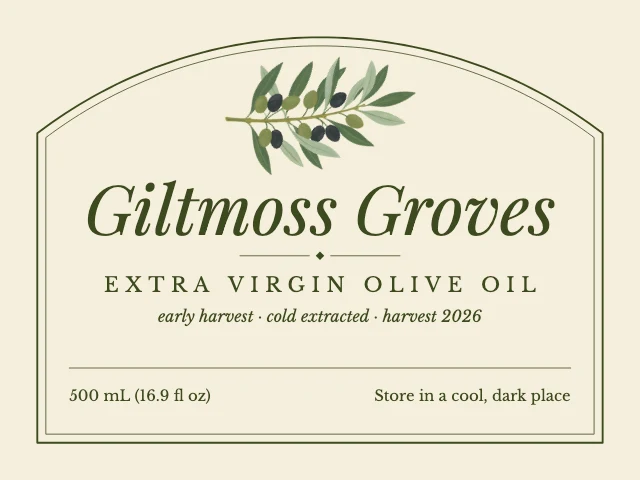 Olive oil bottle label template