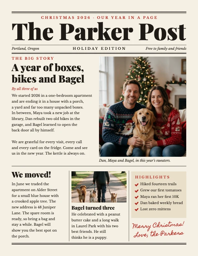 Family Christmas newsletter template