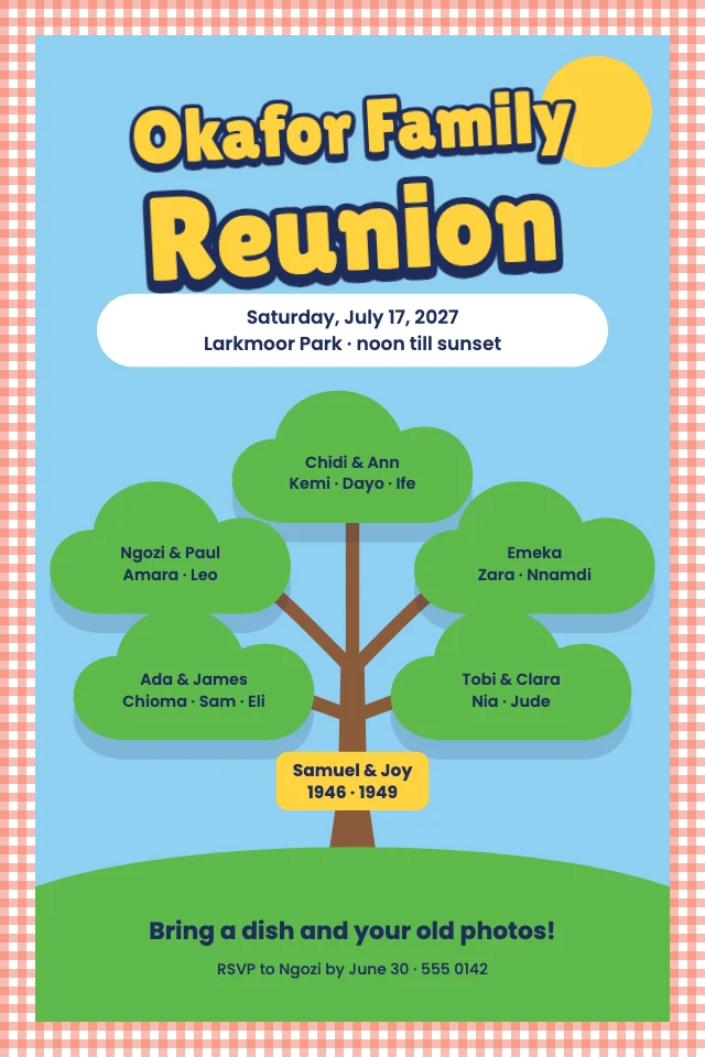 Family reunion family tree template