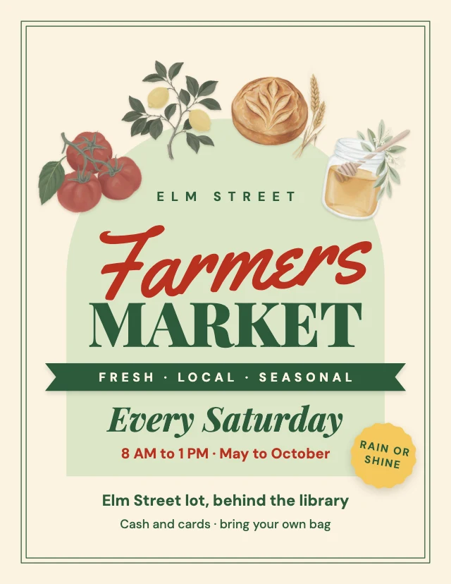 Farmers market flyer template