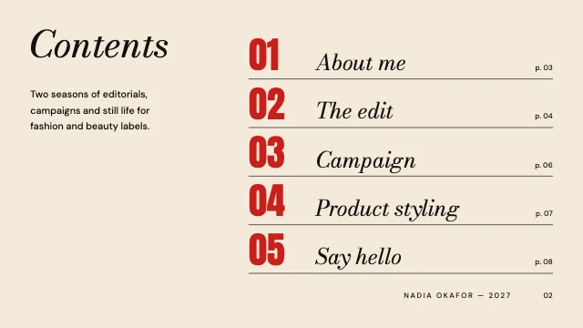 Fashion stylist portfolio template, page 2 of 8