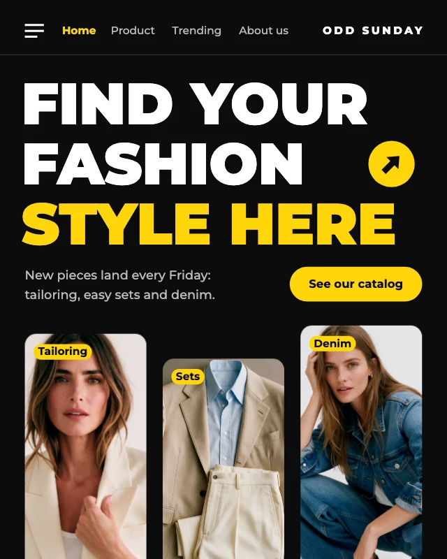 Fashion catalog web page post template