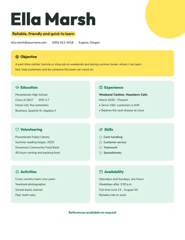 First job resume template