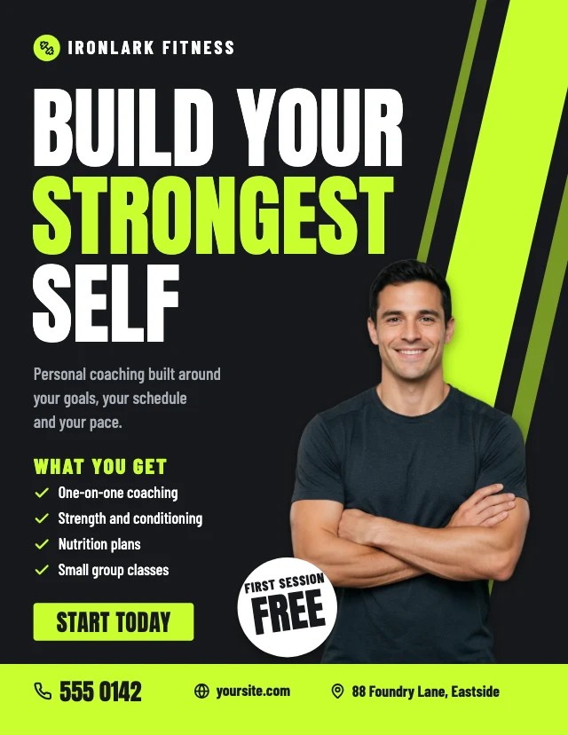 Fitness coaching flyer template