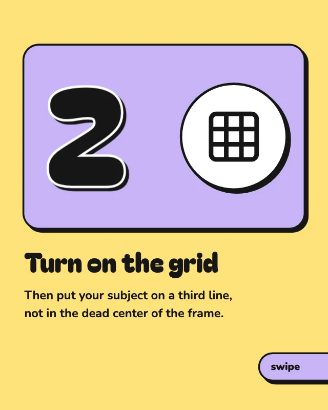 Phone photography tips carousel template, page 3 of 6