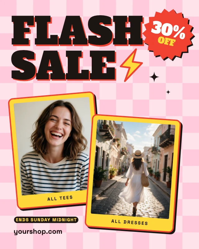 Flash sale checkerboard post template