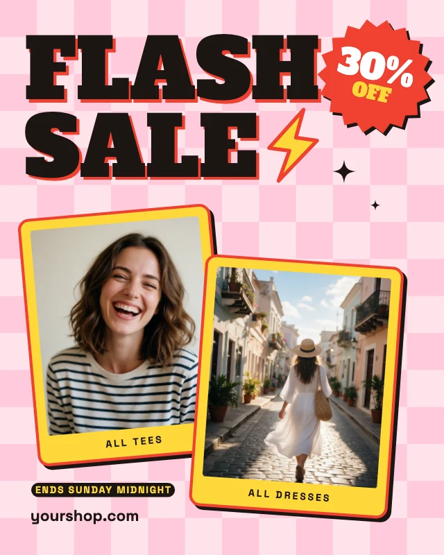 Flash sale checkerboard post template