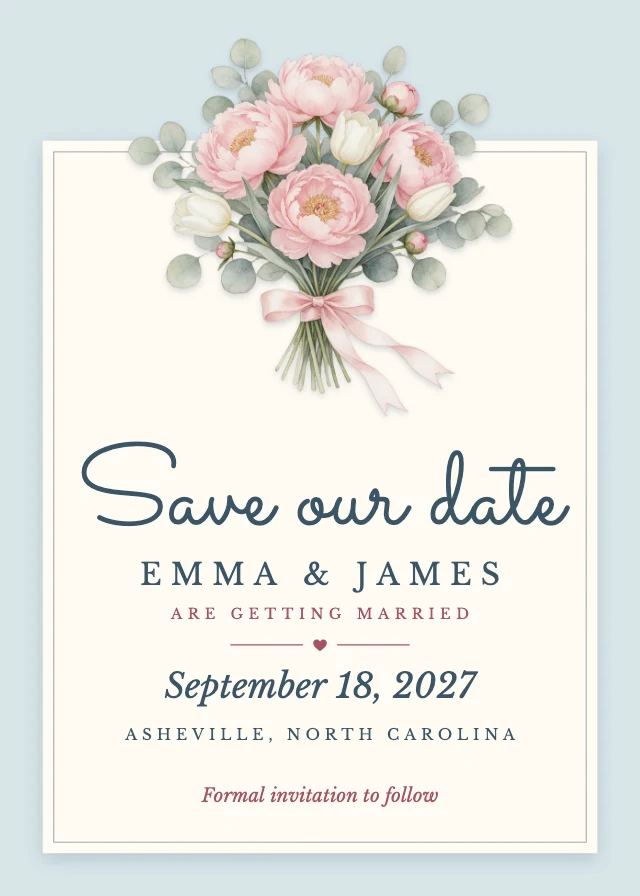 Floral save the date card template