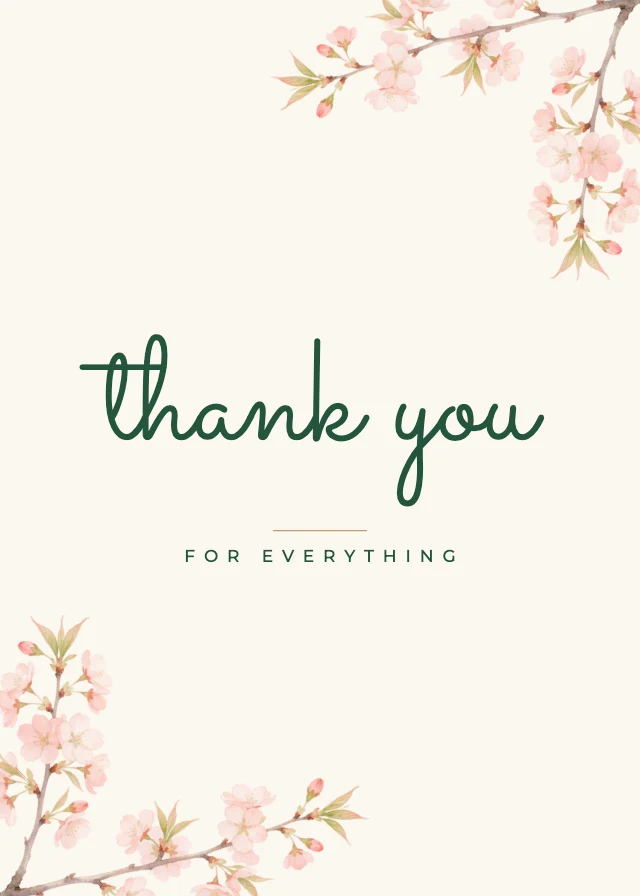 Cherry blossom thank-you card template