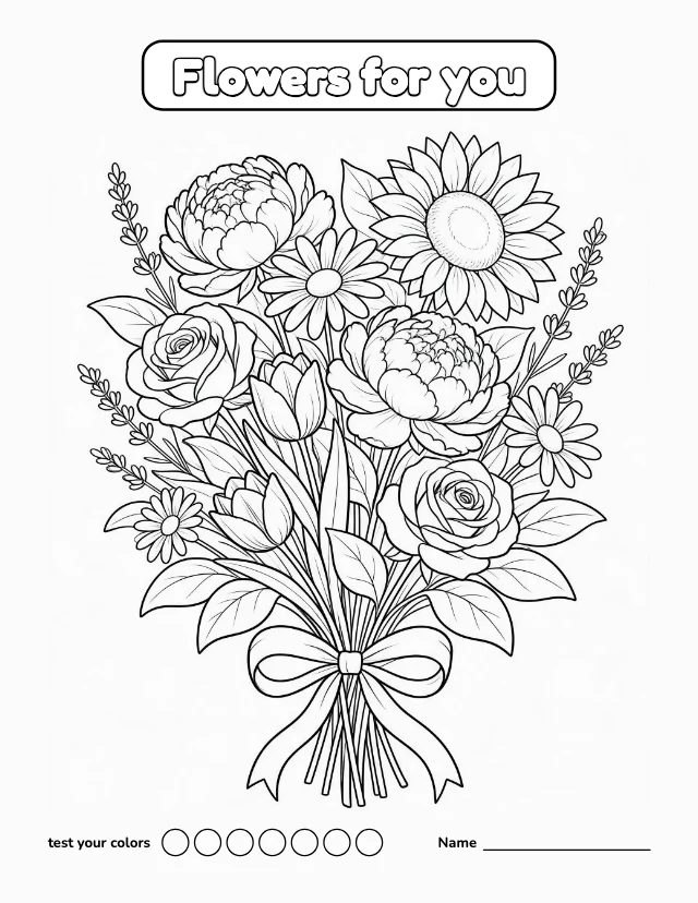 Flower coloring page template
