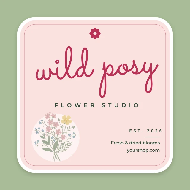 Flower studio logo sticker template