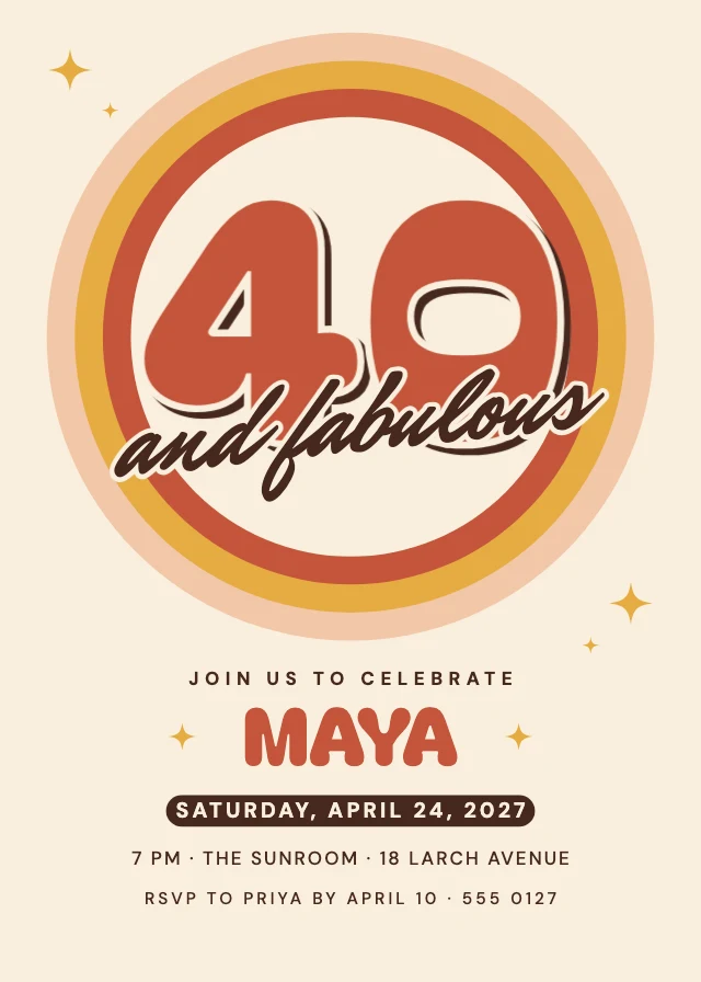 40th birthday invitation template