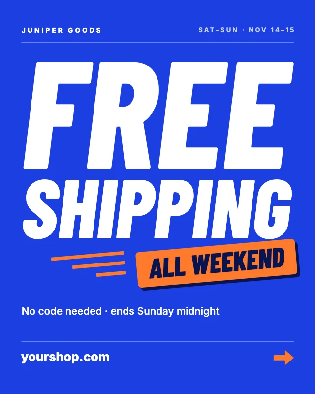 Free shipping weekend post template