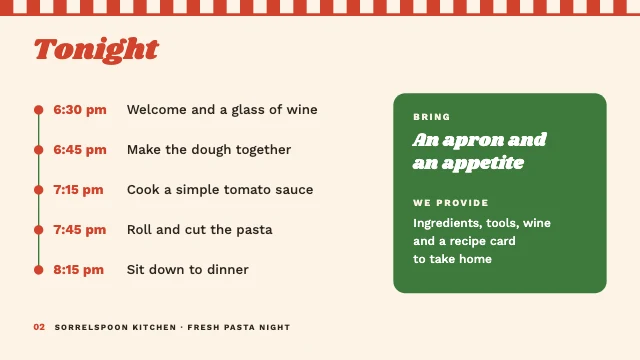 Cooking class presentation template, page 2 of 8