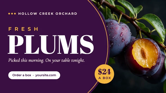 Fresh plums farm ad template