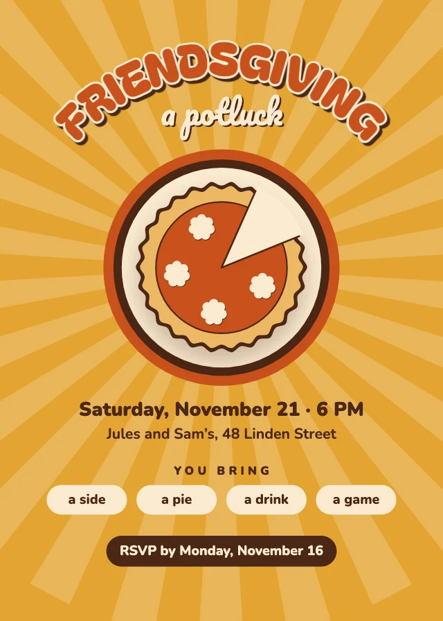 Friendsgiving potluck invitation template