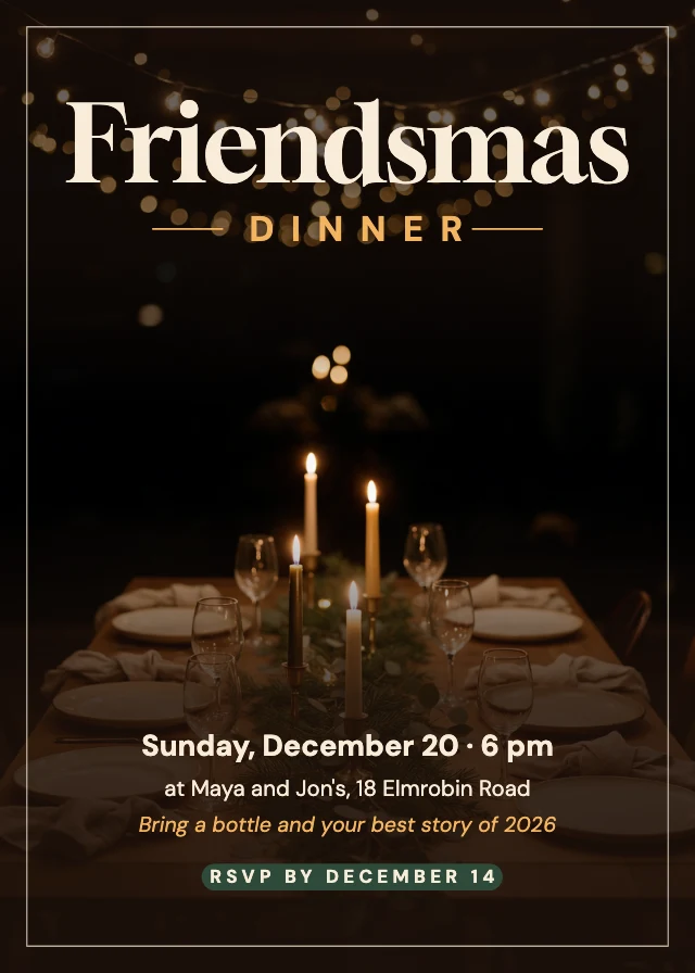 Friendsmas dinner invitation template