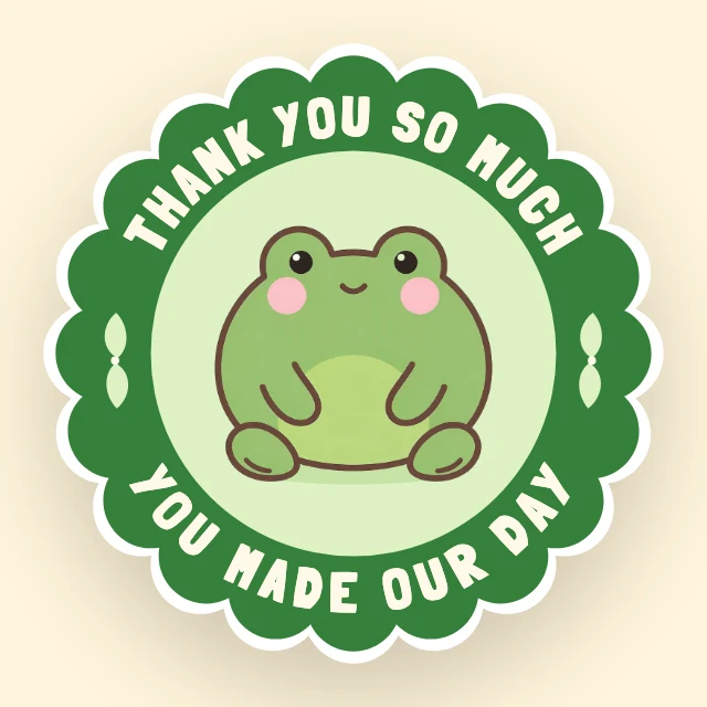 Frog thank-you sticker template