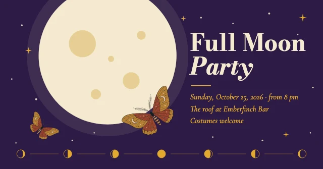 Full moon party event cover template
