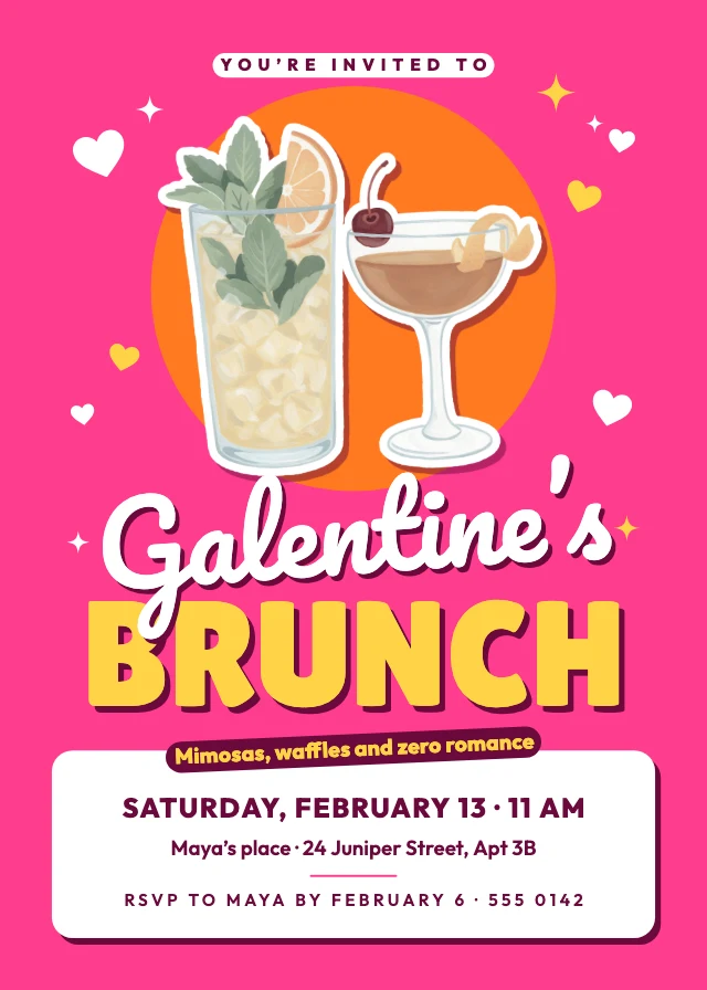 Galentine’s brunch invitation template