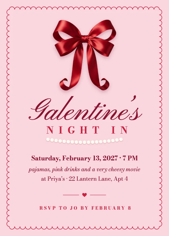Galentine’s night in invitation template