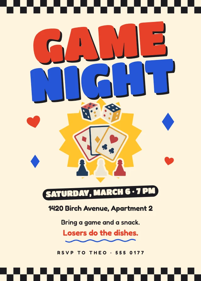Game night invitation template