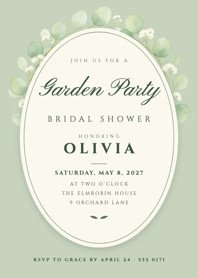 Garden bridal shower invitation template