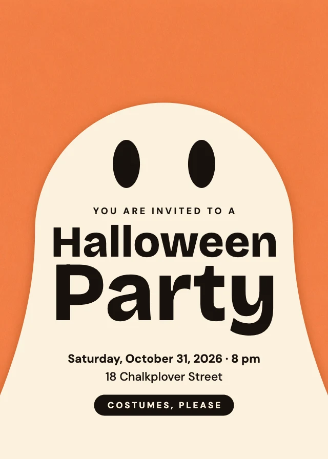 Minimal ghost party invitation template