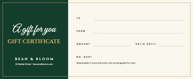 Gift certificate template