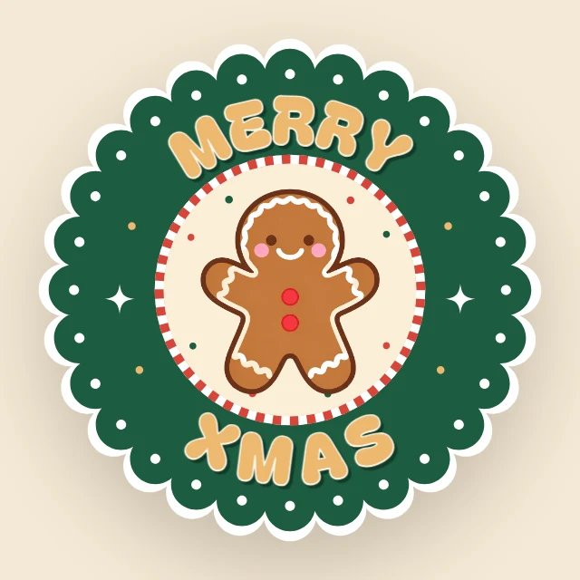 Gingerbread Christmas sticker template