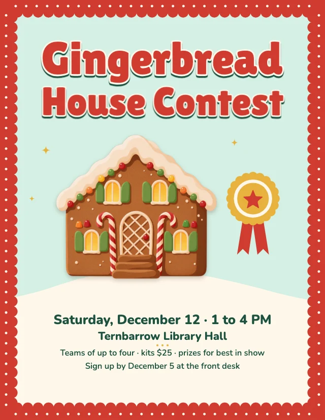 Gingerbread house contest flyer template