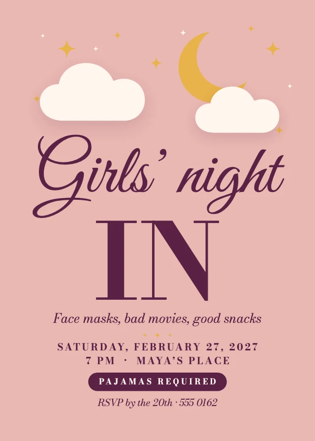 Girls night in invitation template