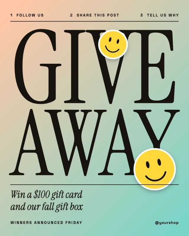 Giveaway gradient post template